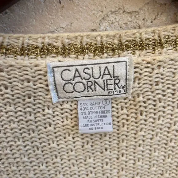 Vintage Casual Corner Europe Map Knit Cardigan Gold Detail Size Womens Small - Picture 3 of 8